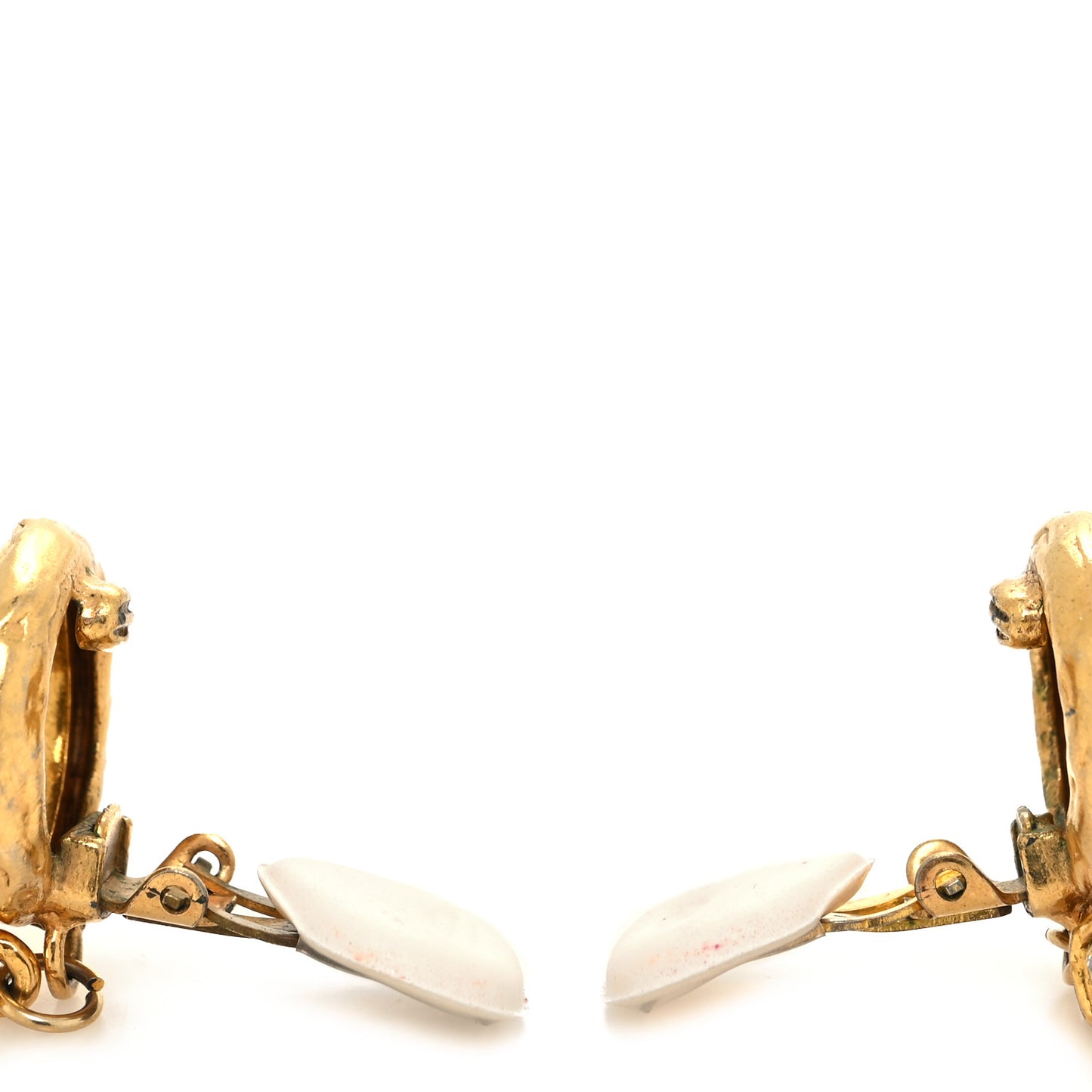 Crystal Hammered Drop Clip On Earrings