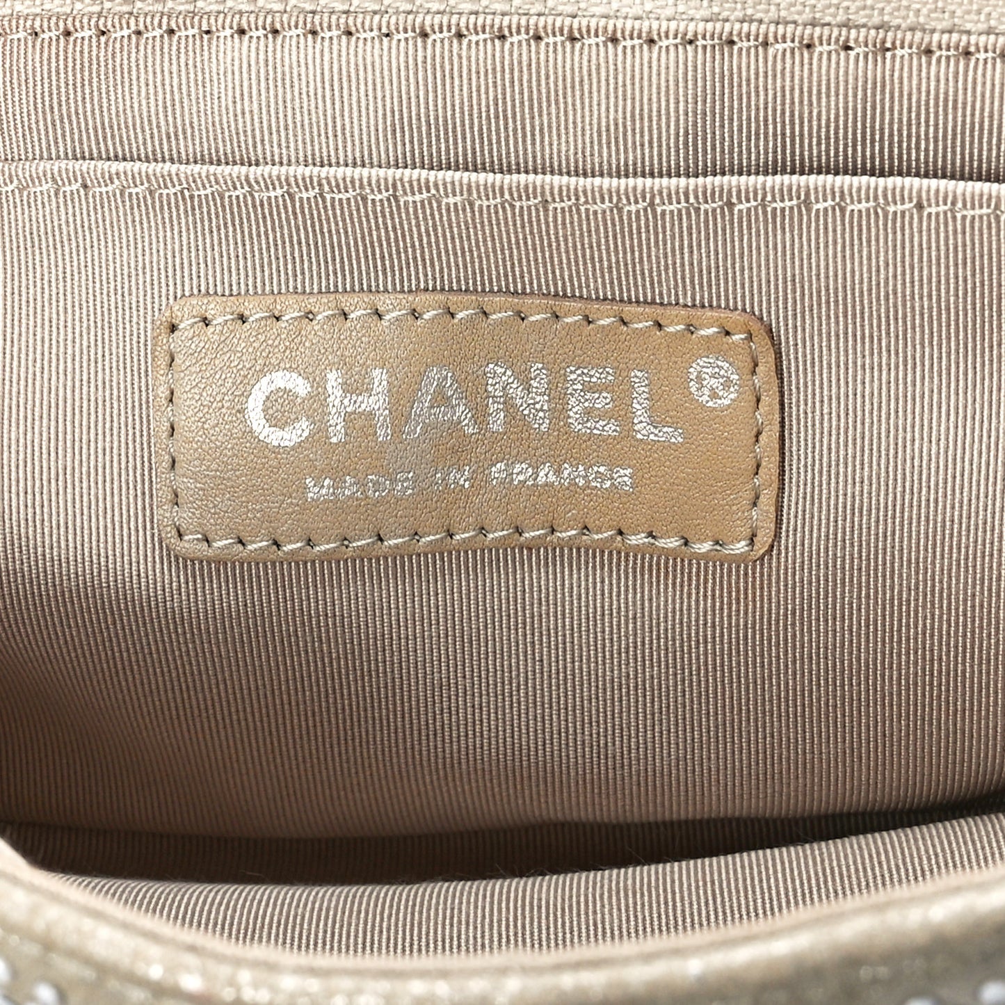 Iridescent Calfskin Studded Mini Flap Silver
