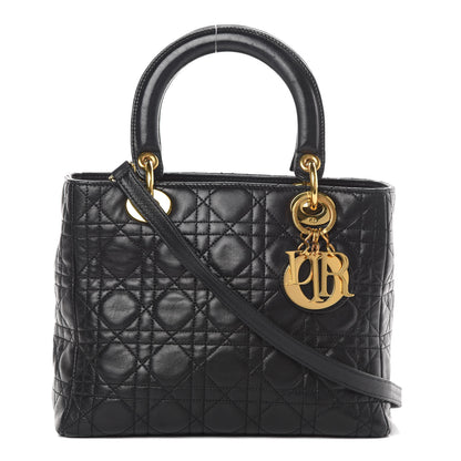 Christian Dior Lambskin Cannage Medium Lady Dior Black 1 of 15