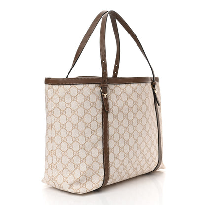Gucci GG Supreme Monogram Calfskin Medium Nice Tote New Mystic White Beige Brown 3 of 10