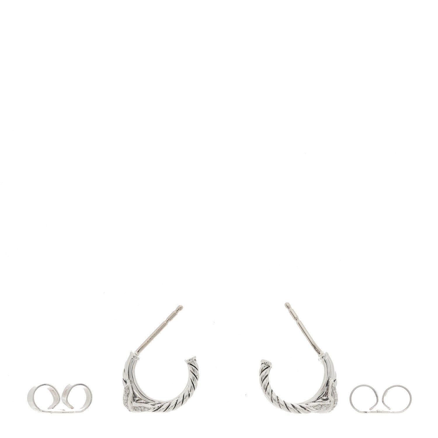 David Yurman Sterling Silver Diamond Petite Crossover X Earrings 3 of 4