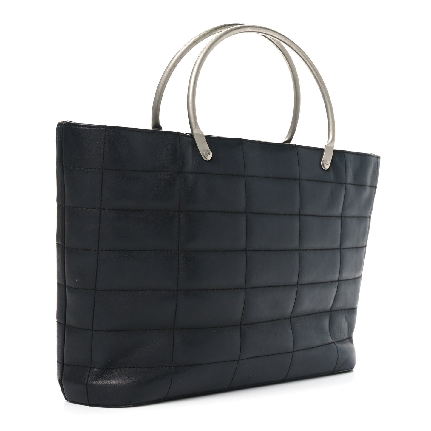 Lambskin Quilted Chocolate Bar Mini Tote Black