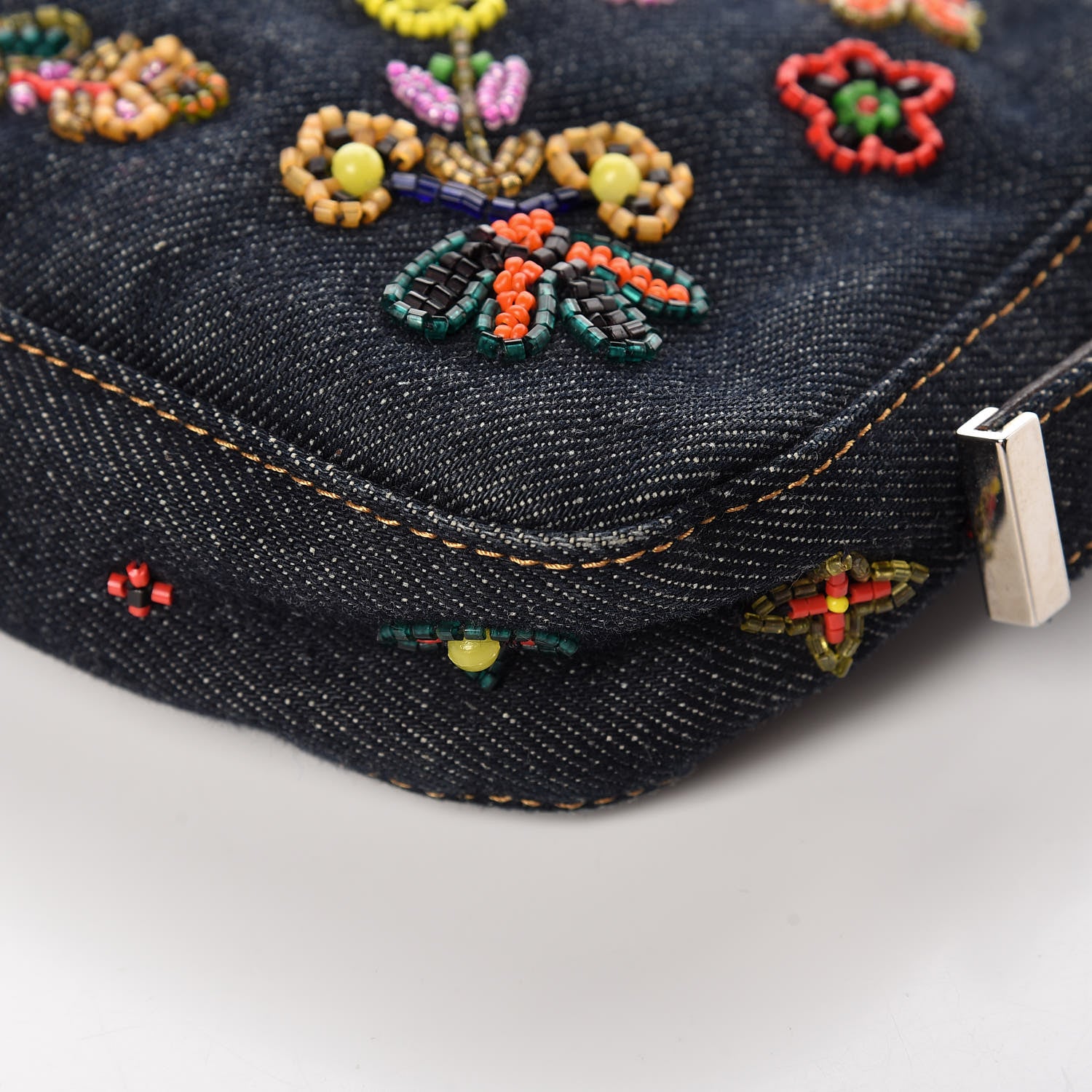 Fendi Denim Ricami Beaded Baguette Blue 13 of 14