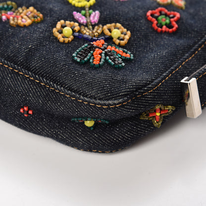 Fendi Denim Ricami Beaded Baguette Blue 13 of 14