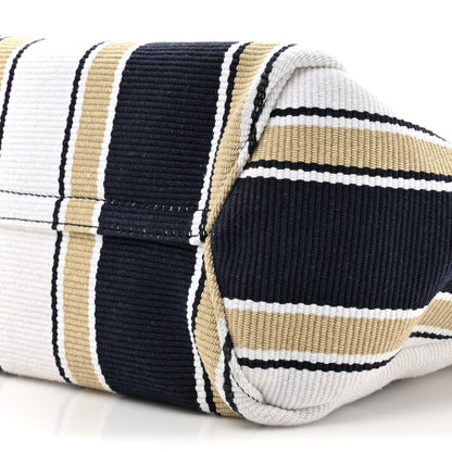 Miu Miu Cannete Canvas Striped Small Ivy Tote Blue Sabbia 9 of 10