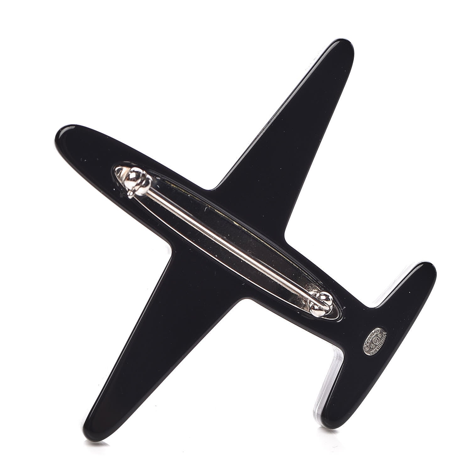 Chanel Resin Pearl CC Airplane Brooch Black White 3 of 4