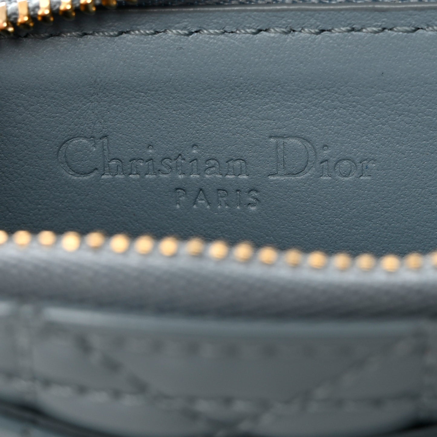 Patent Cannage Lady Dior Card Holder Cloud Blue