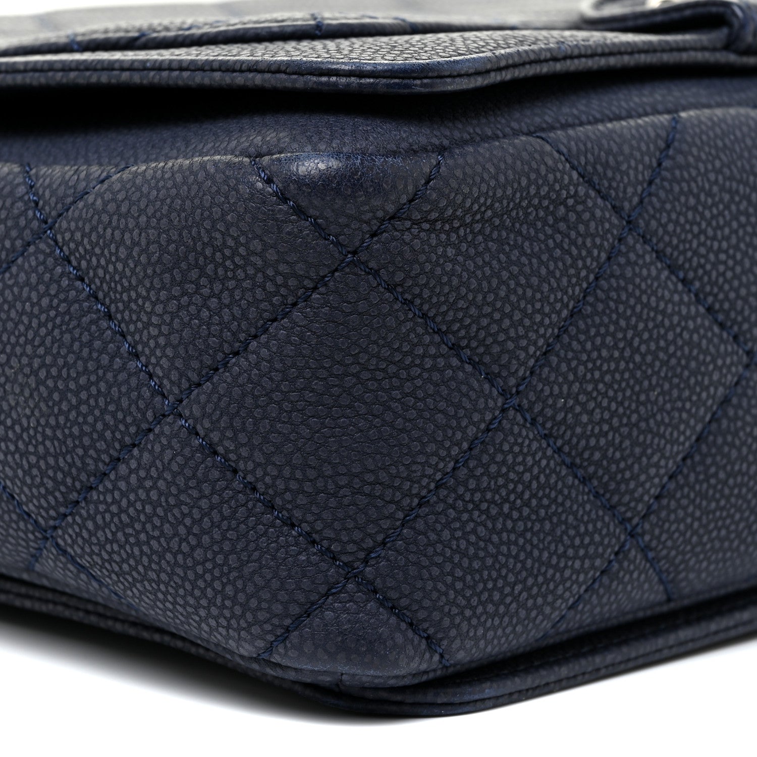 Chanel Washed Caviar Quilted Medium Turn Around Ligne Flap Navy 9 of 17