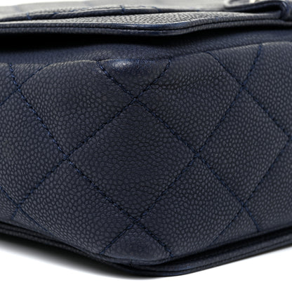 Chanel Washed Caviar Quilted Medium Turn Around Ligne Flap Navy 9 of 17