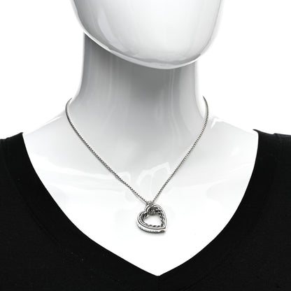 David Yurman Sterling Silver 18K Yellow Gold Large Open Heart Cable Necklace 2 of 4