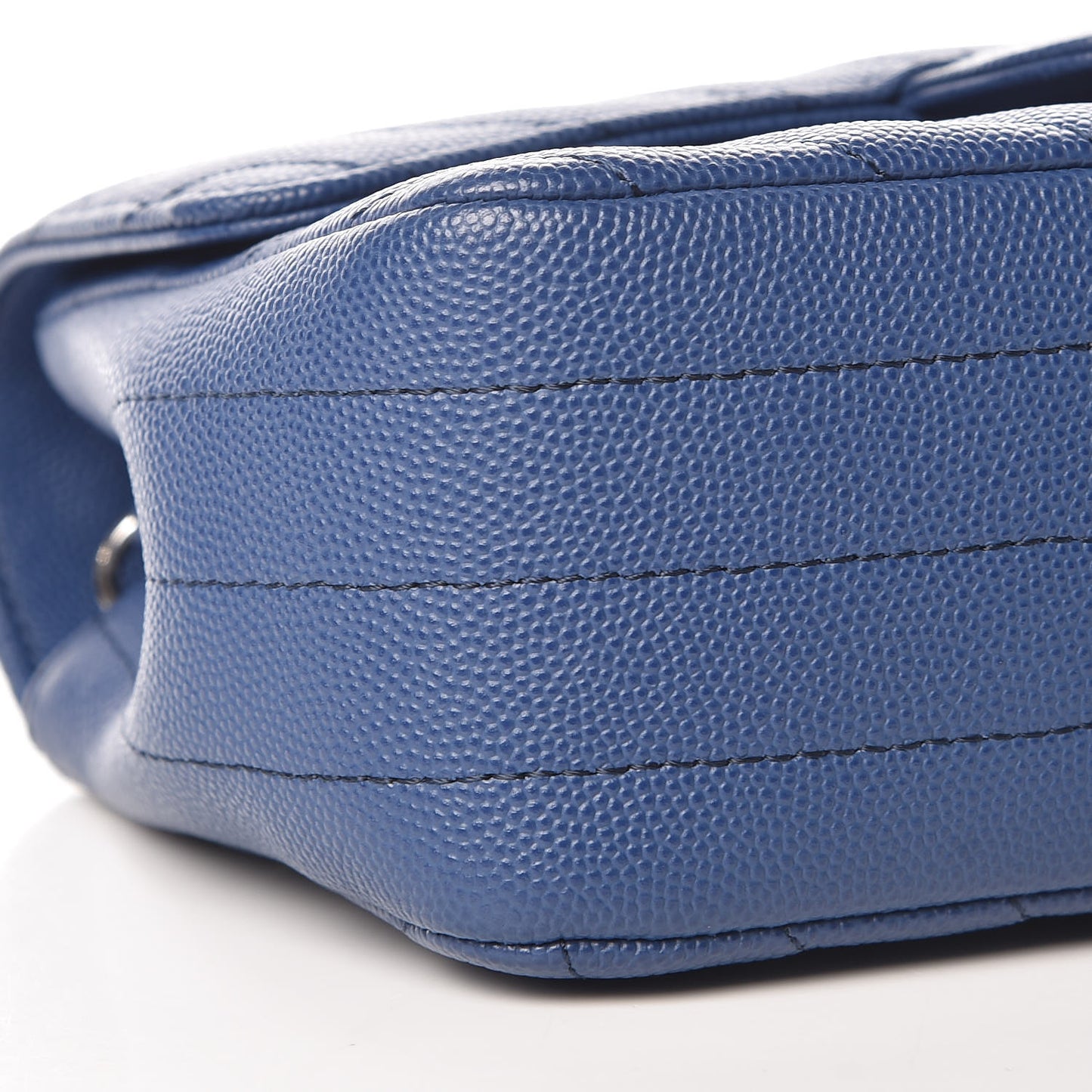 Caviar Chevron Quilted Mini Rectangular Flap Blue