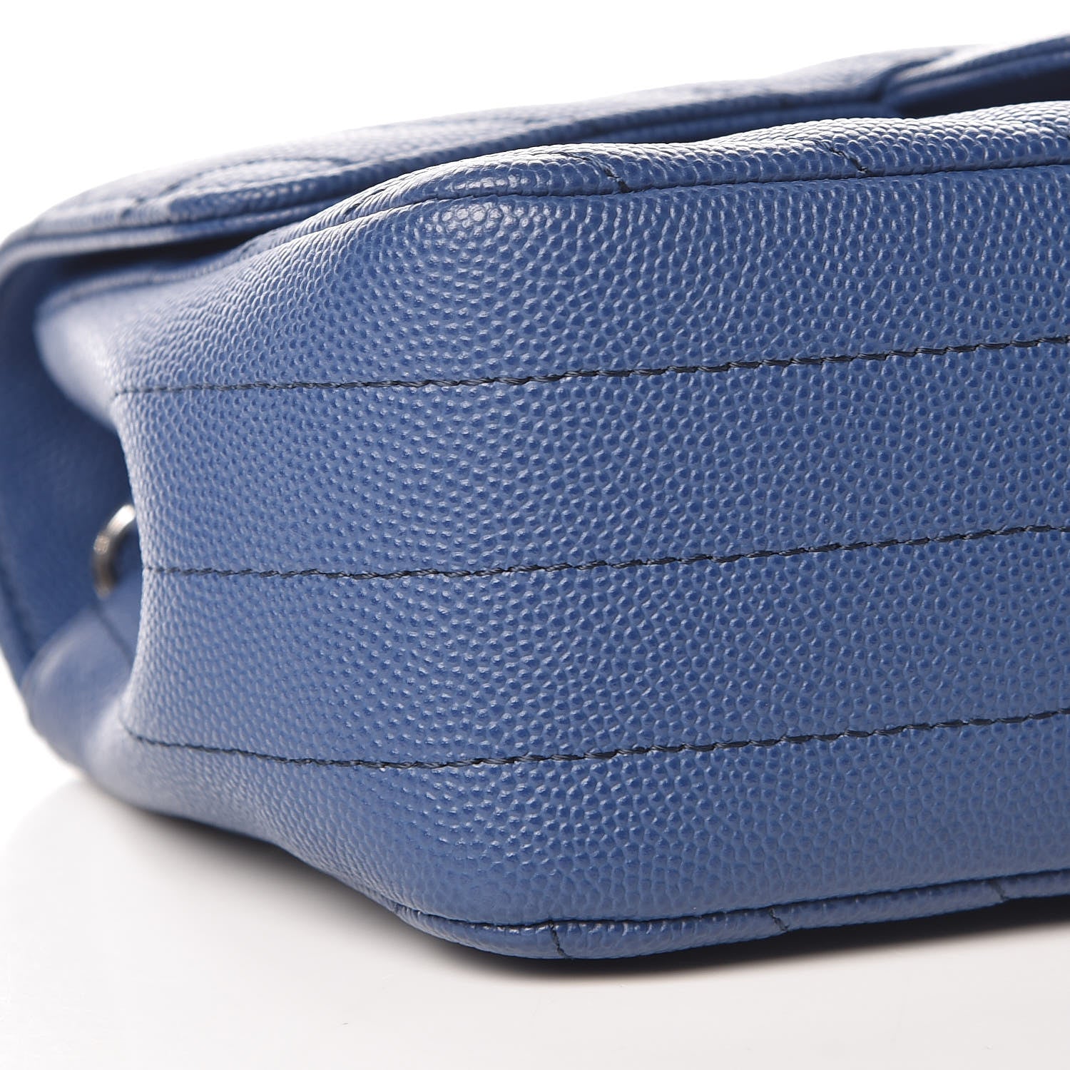 Chanel Caviar Chevron Quilted Mini Rectangular Flap Blue 8 of 10