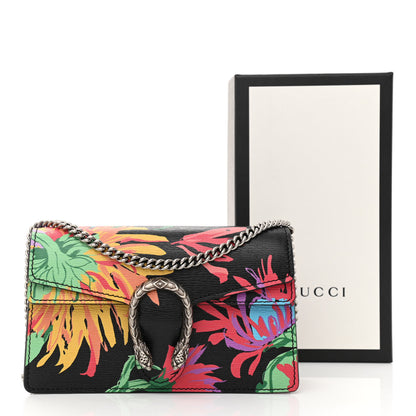 Gucci X KEN SCOTT New Shangai Calfskin Jenny Floral Print Super Mini Dionysus Shoulder Bag Black Pink 10 of 10