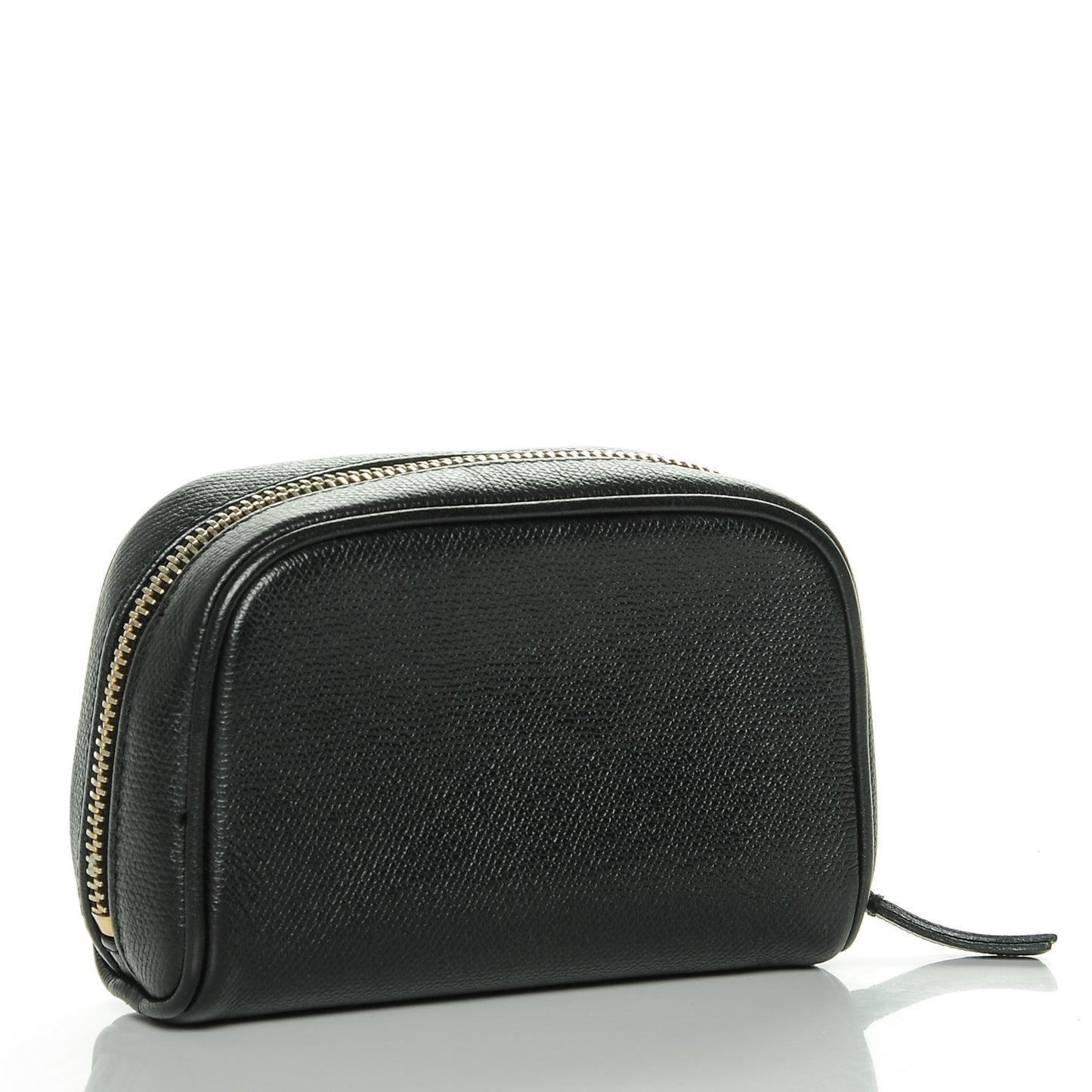 Grained Calfskin CC Button Cosmetic Case Black