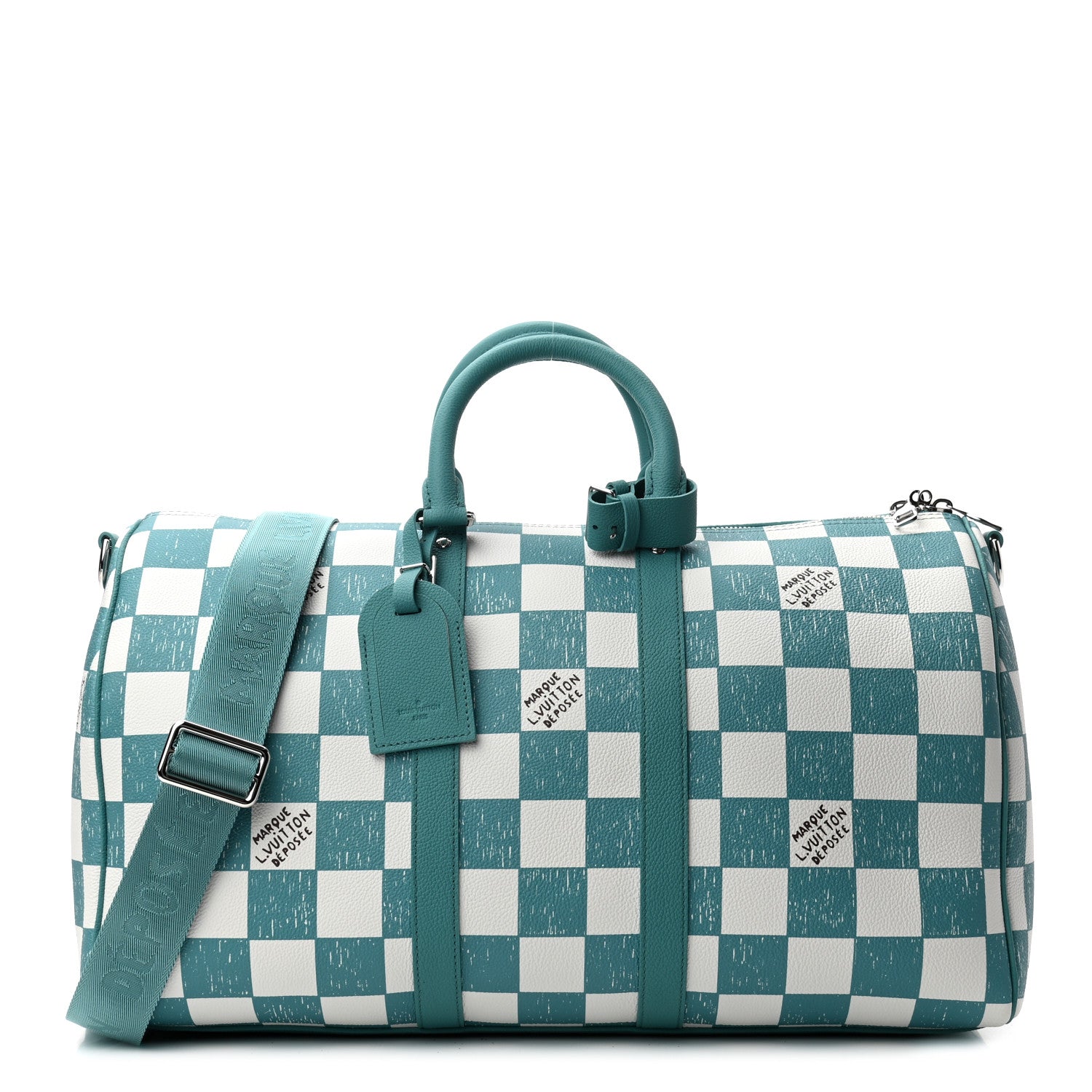 Louis Vuitton Calfskin Damier Keepall Bandouliere 45 Teal 1 of 10