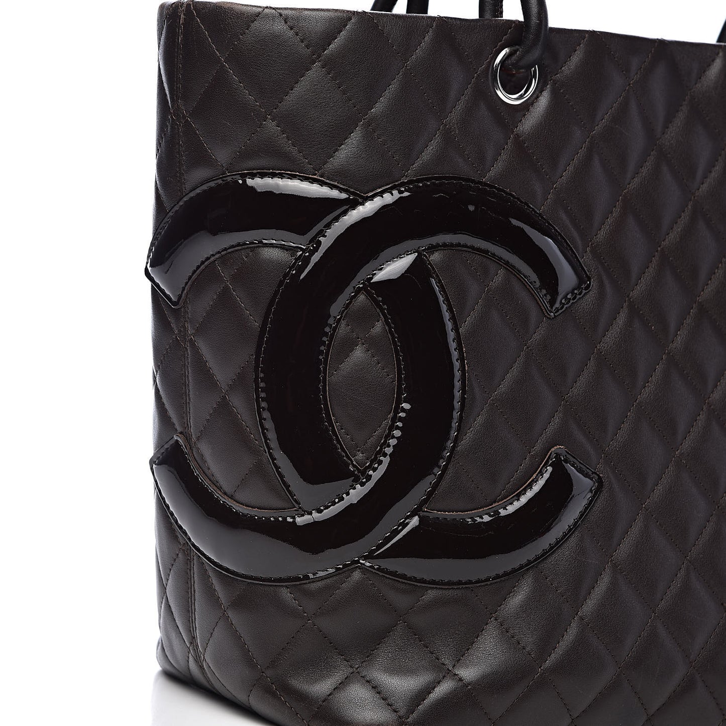 Calfskin Quilted Large Cambon Tote Brown