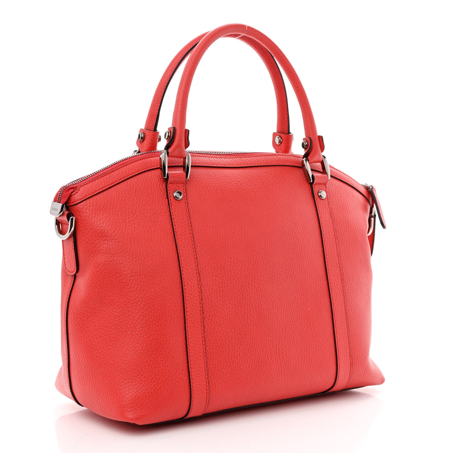 Dollar Calfskin Medium GG Charm Dome Satchel Sporting Red