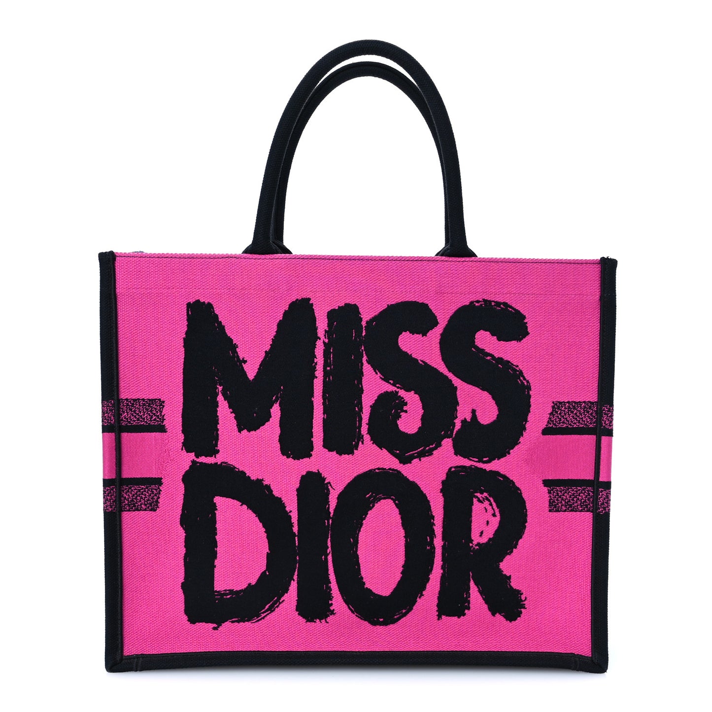 Canvas Embroidered Large Miss Dior Graffiti Book Tote Fuchsia Purple