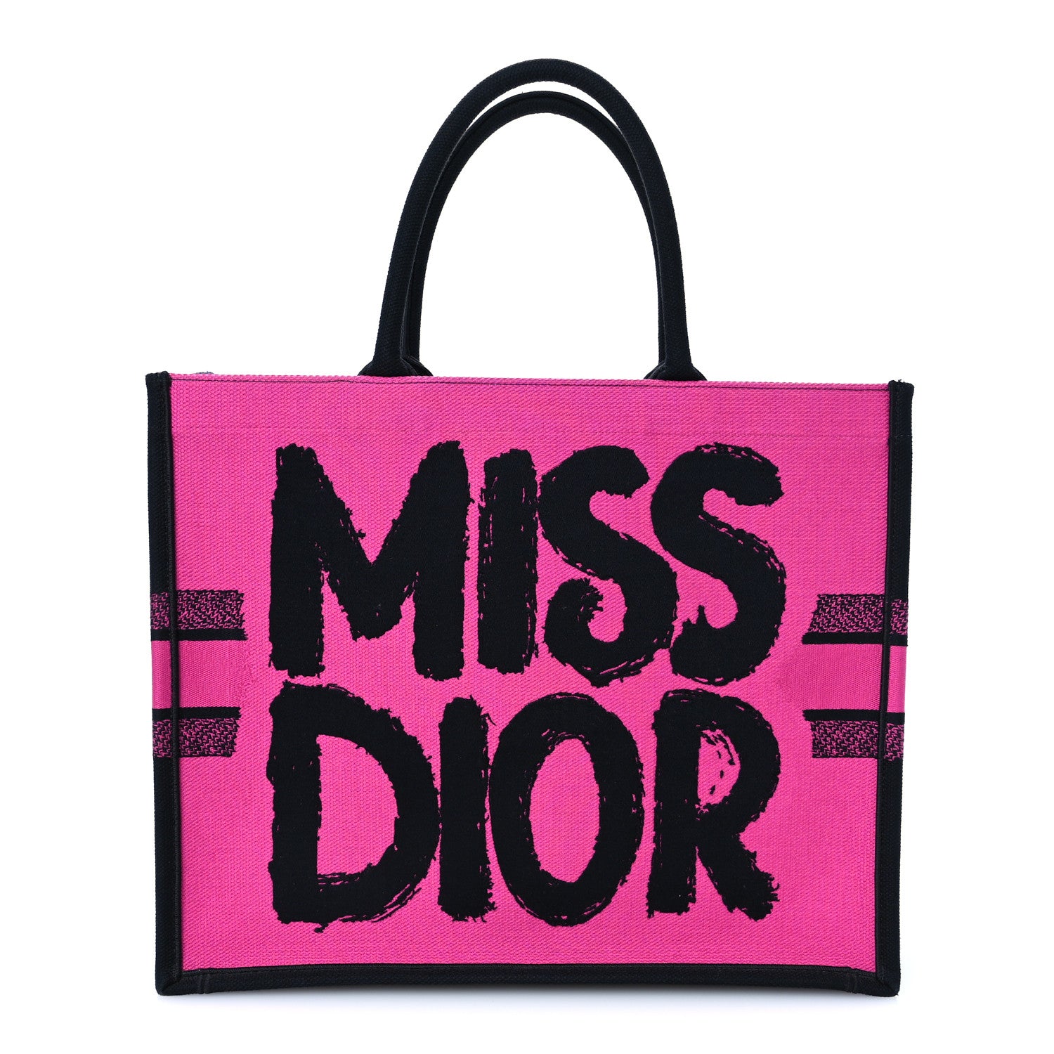 Christian Dior Canvas Embroidered Large Miss Dior Graffiti Book Tote Fuchsia Purple 1 of 10