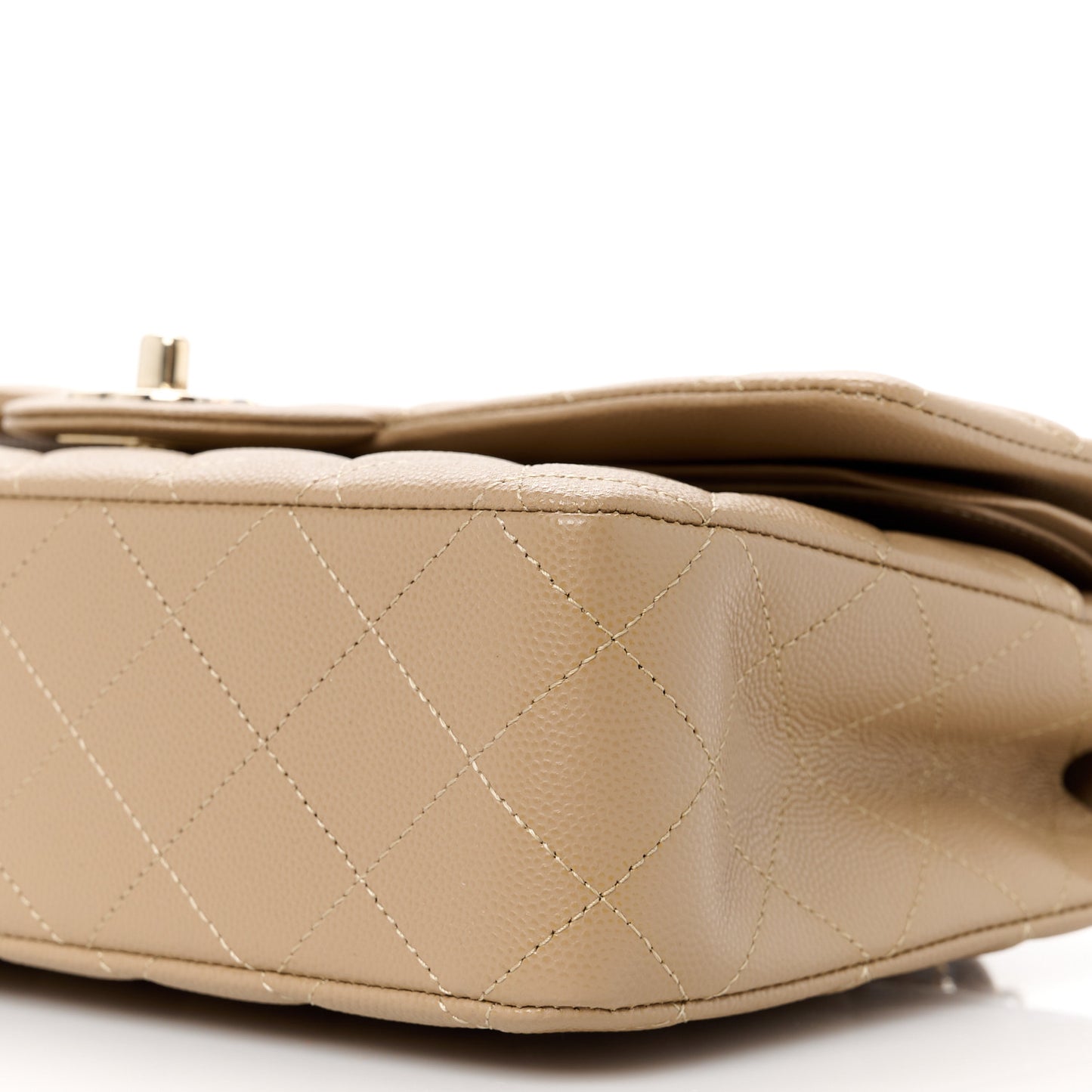 Caviar Quilted Medium Double Flap Dark Beige