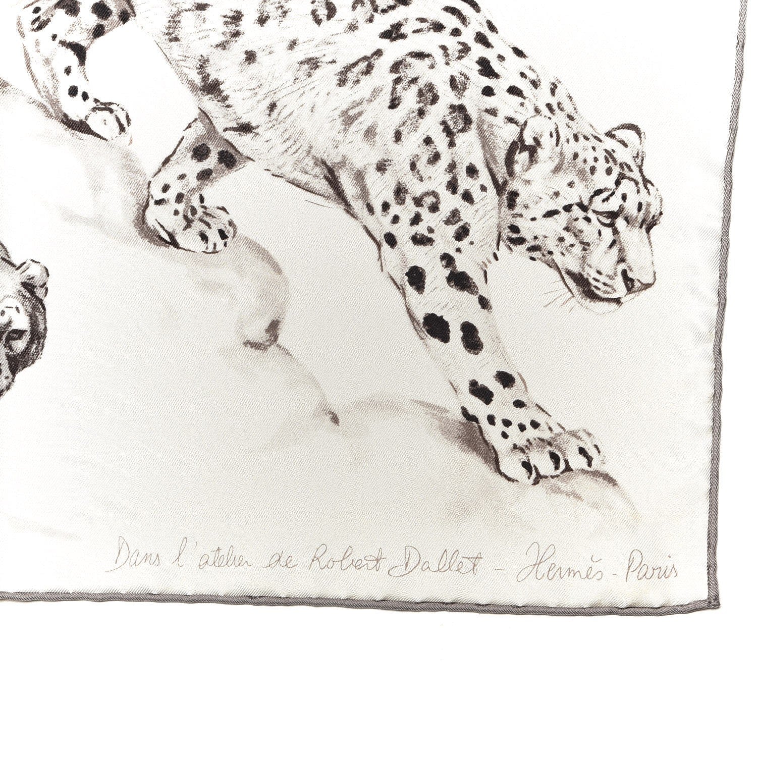 Hermes Silk Dans l'atelier de Robert Dallet Scarf 90 Cendre Gris Sepia 4 of 14