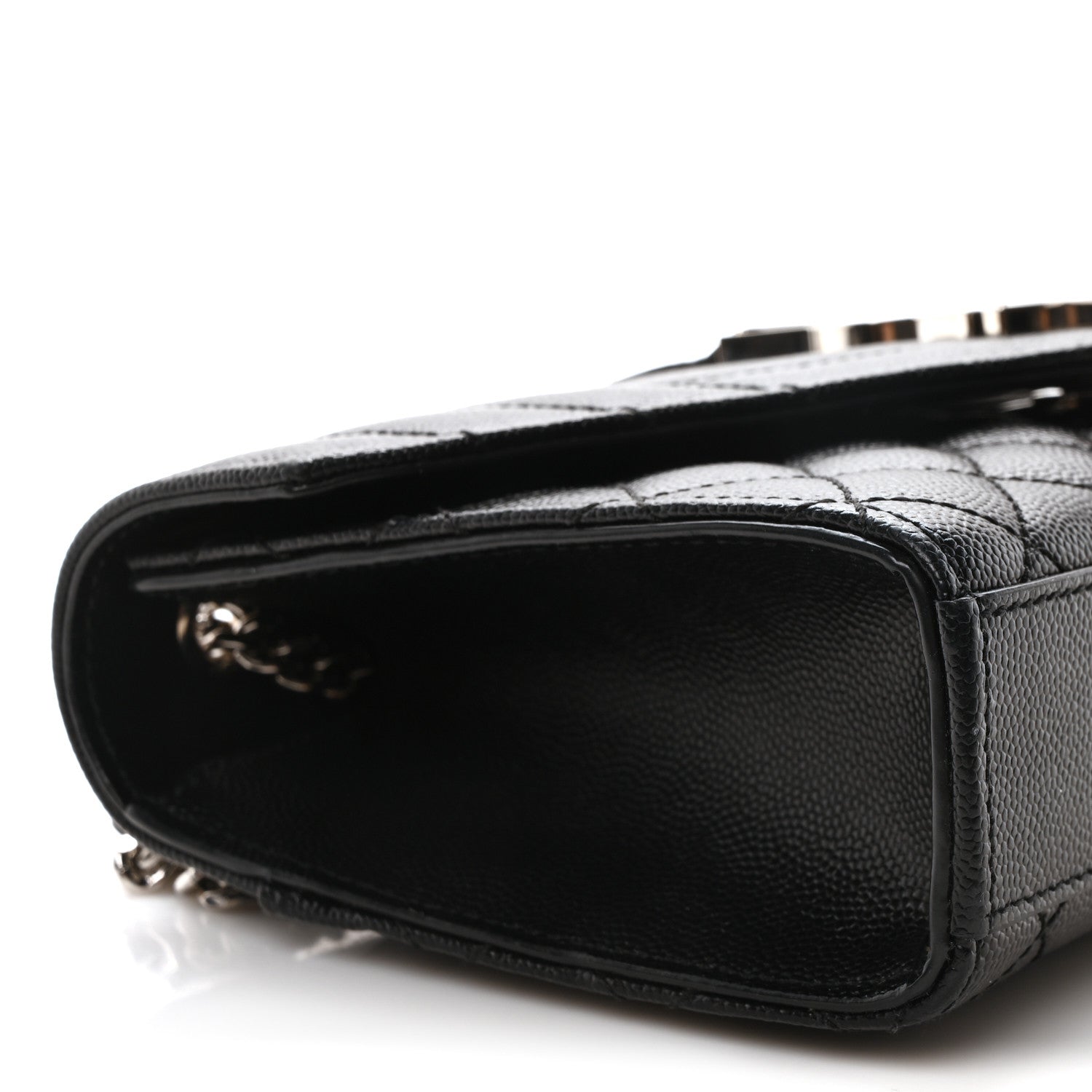 Saint Laurent Grain De Poudre Textured Mixed Matelasse Triquilt Small Monogram Satchel Black 9 of 10