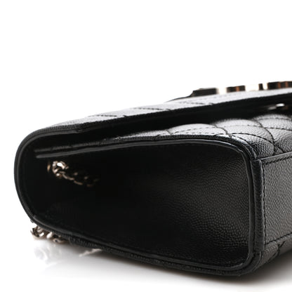 Saint Laurent Grain De Poudre Textured Mixed Matelasse Triquilt Small Monogram Satchel Black 9 of 10