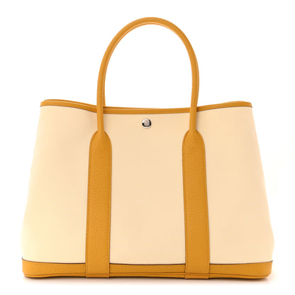 Hermes Toile Militaire Vache Country Garden Party 36 MM Tote Jaune Ambre 1 of 11
