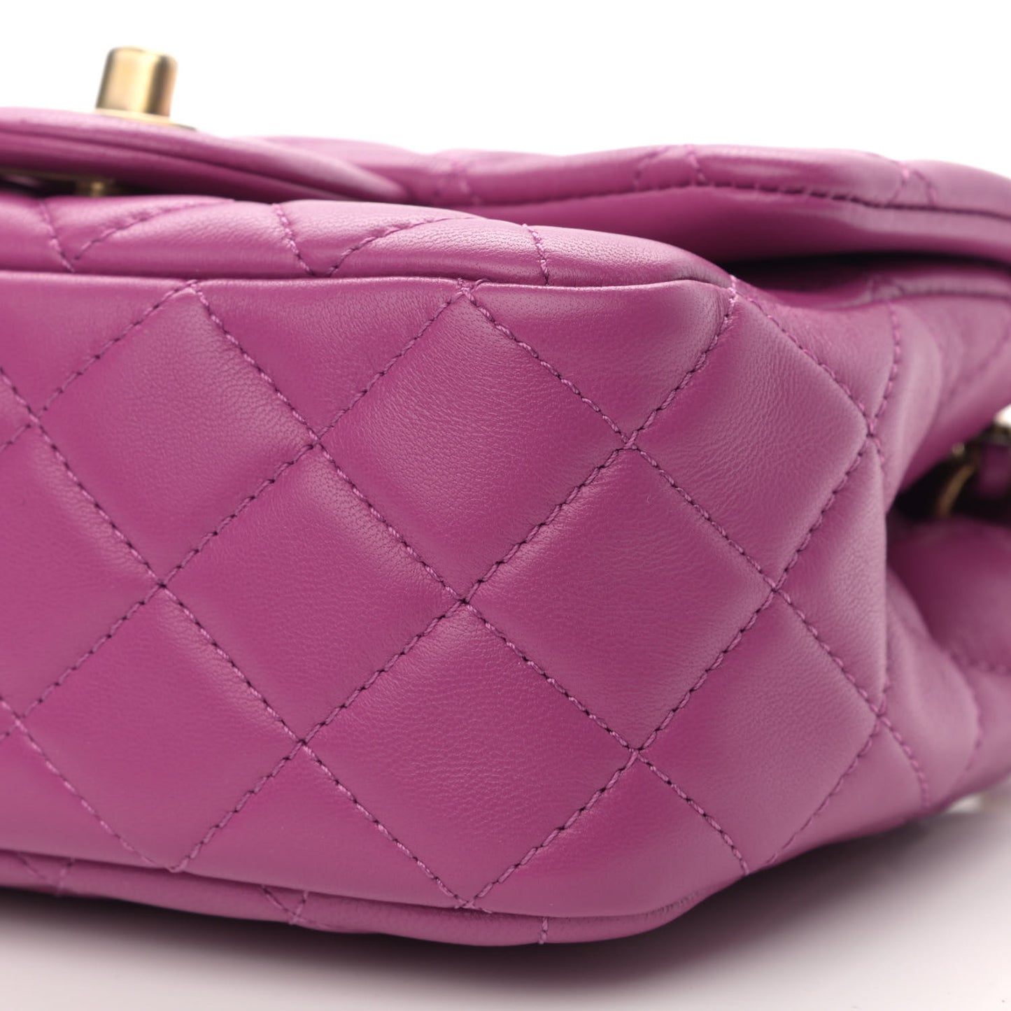 Lambskin Quilted Mini Pearl Crush Flap Purple