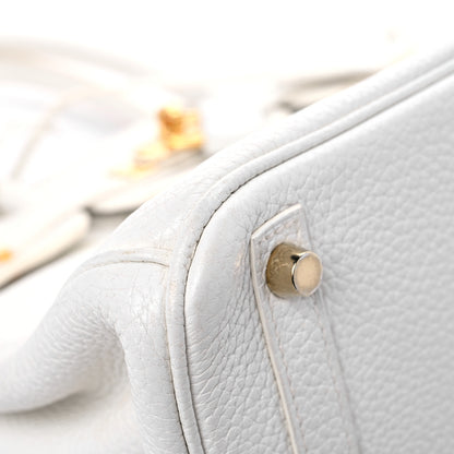 Hermes Taurillon Clemence Birkin 30 White 7 of 14