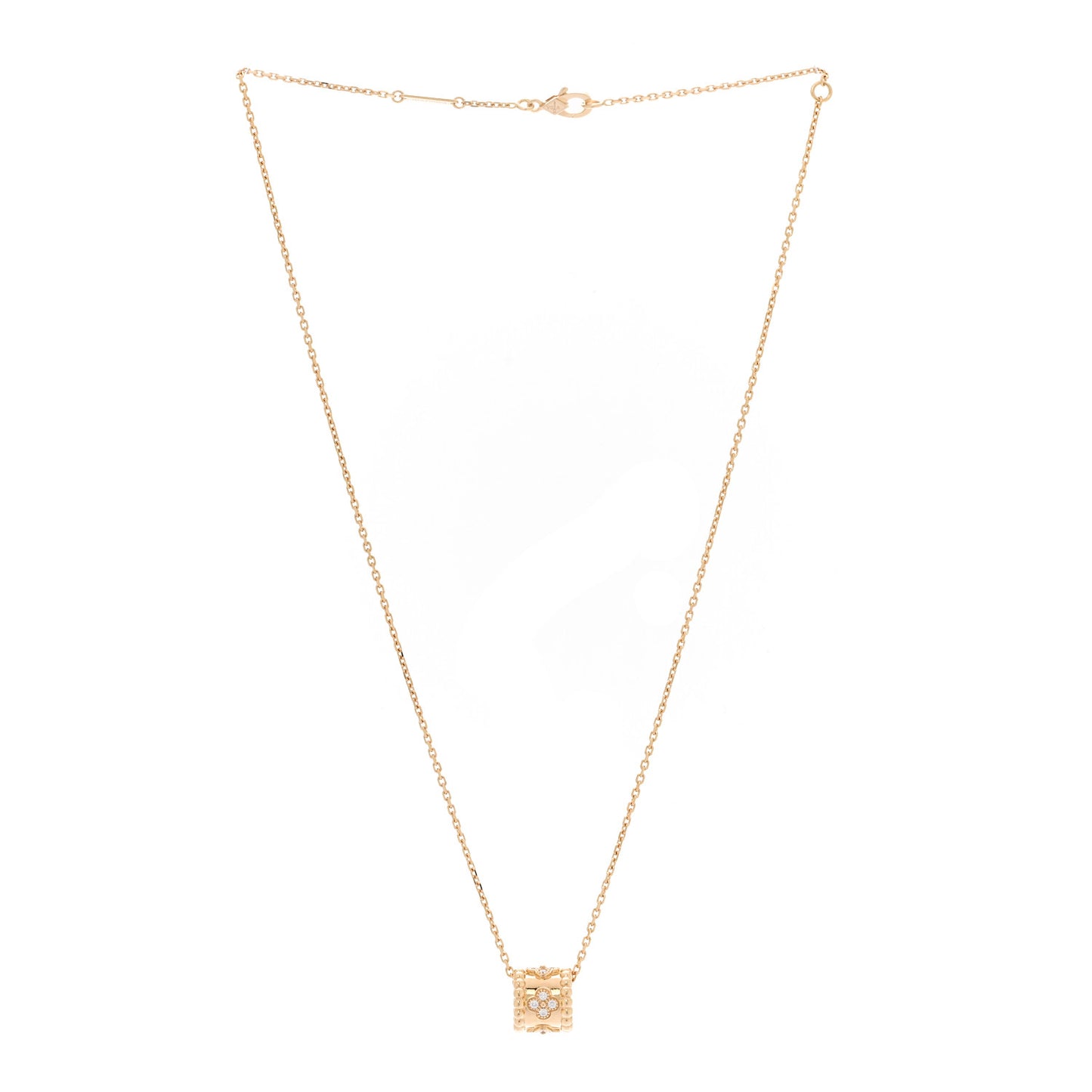 18K Yellow Gold Diamond Small Perlee Clovers Pendant Necklace