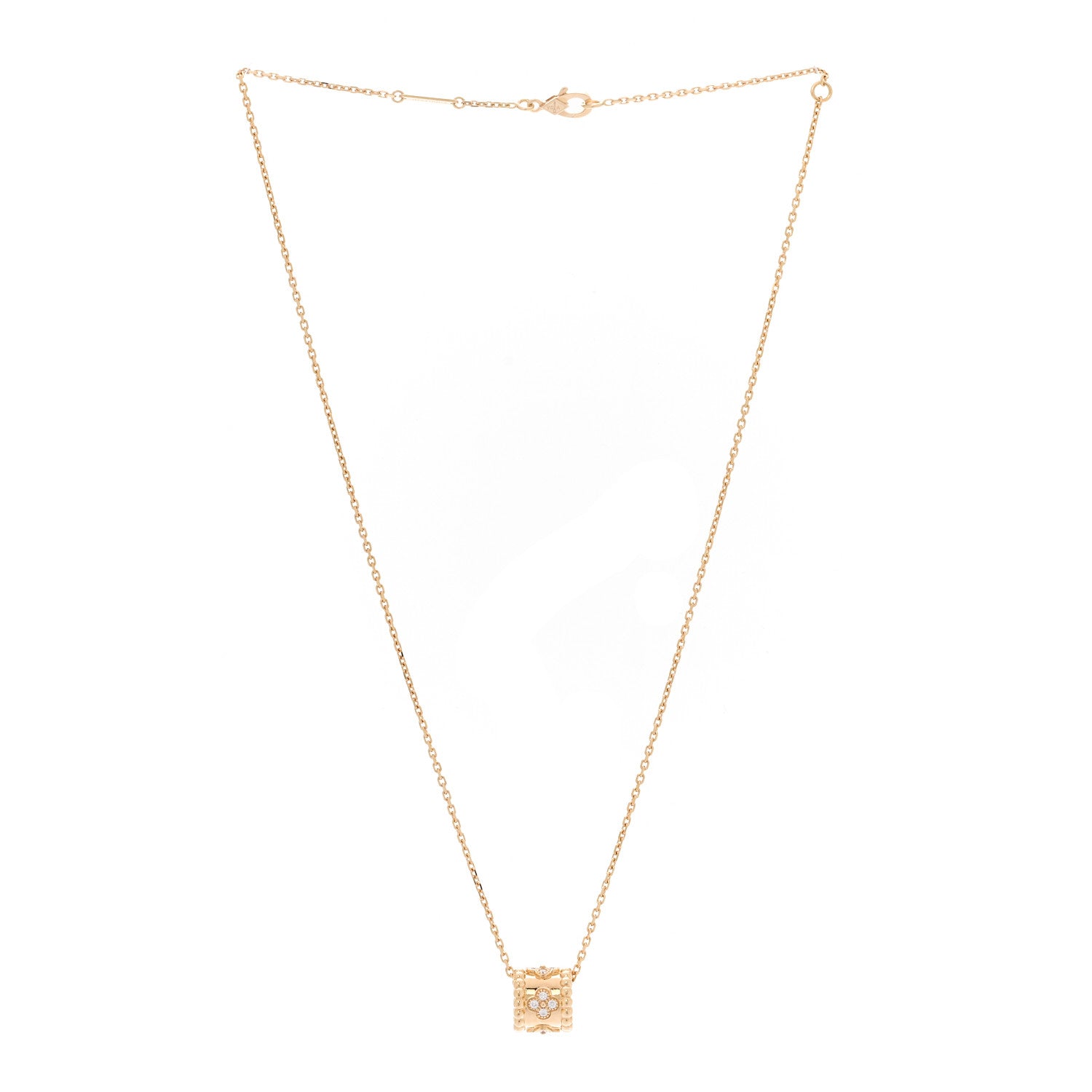 Van Cleef & Arpels 18K Yellow Gold Diamond Small Perlee Clovers Pendant Necklace 3 of 6