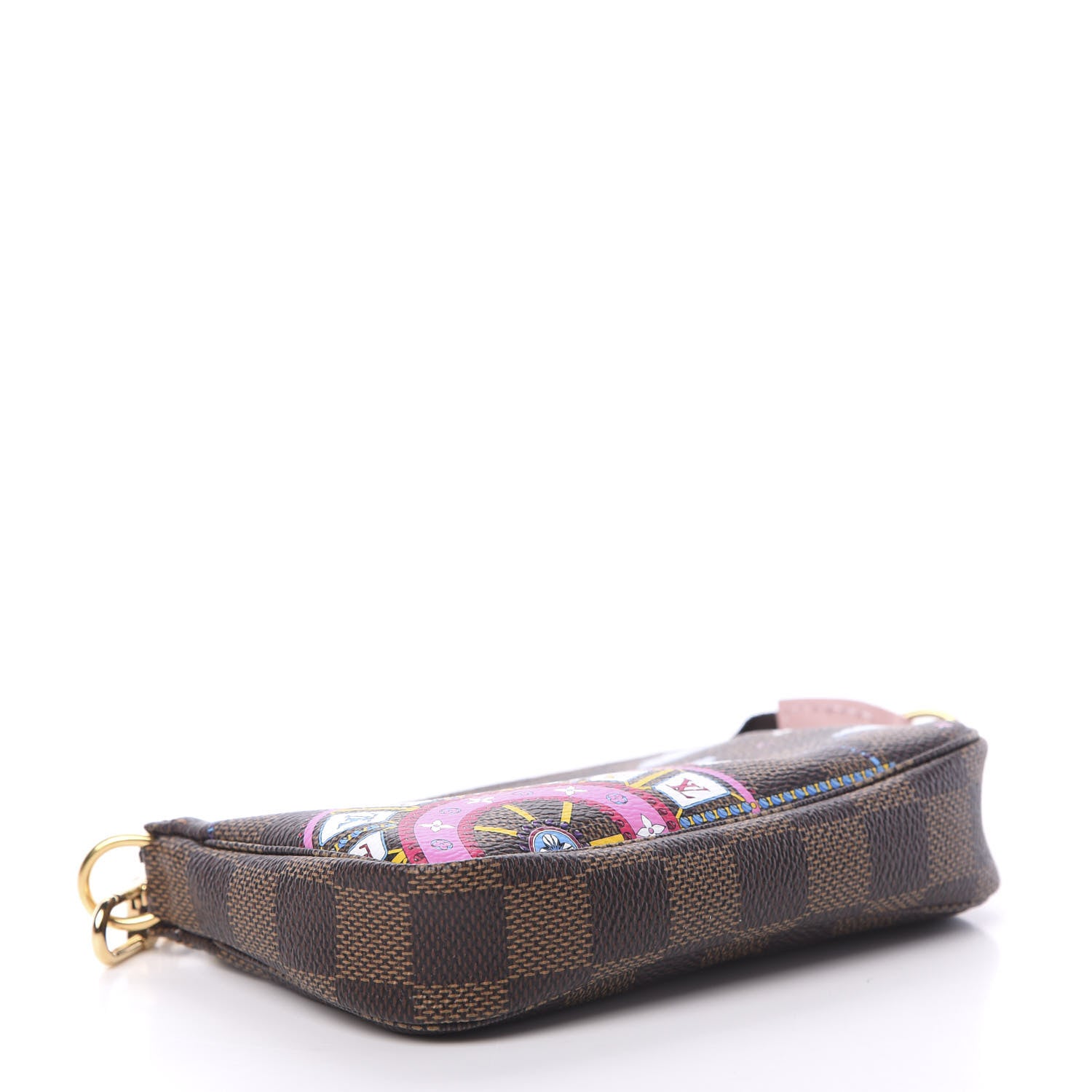 Louis Vuitton Damier Ebene 2020 Christmas Animation Big Wheel Mini Pochette Accessories Rose Ballerine 3 of 7