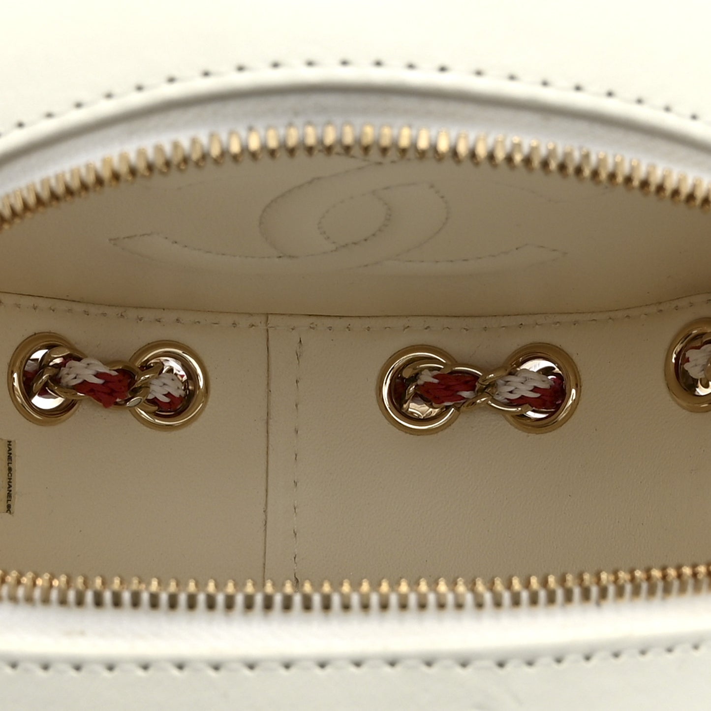 Lambskin Coco Lifesaver Round Bag Red White