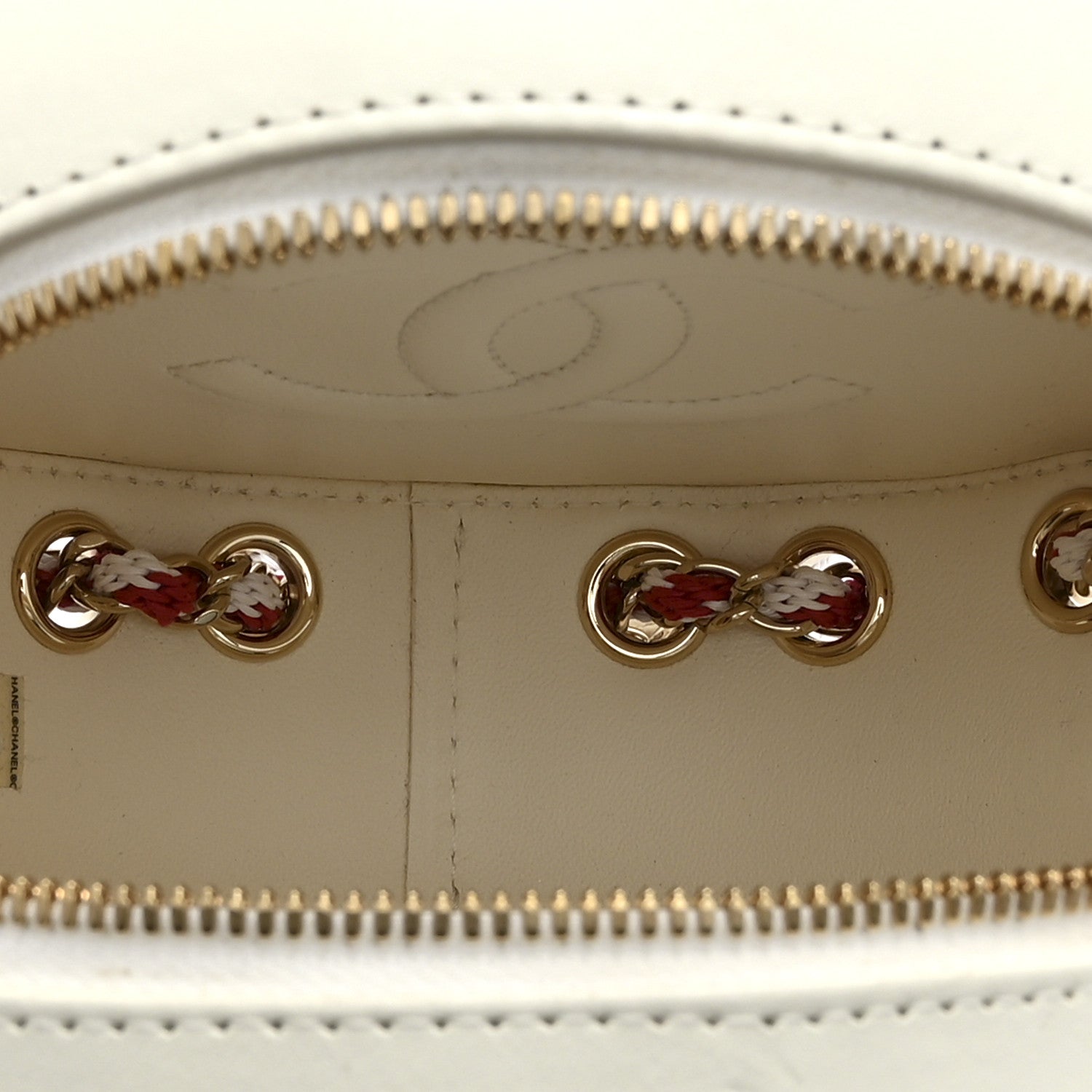 Chanel Lambskin Coco Lifesaver Round Bag Red White 5 of 11
