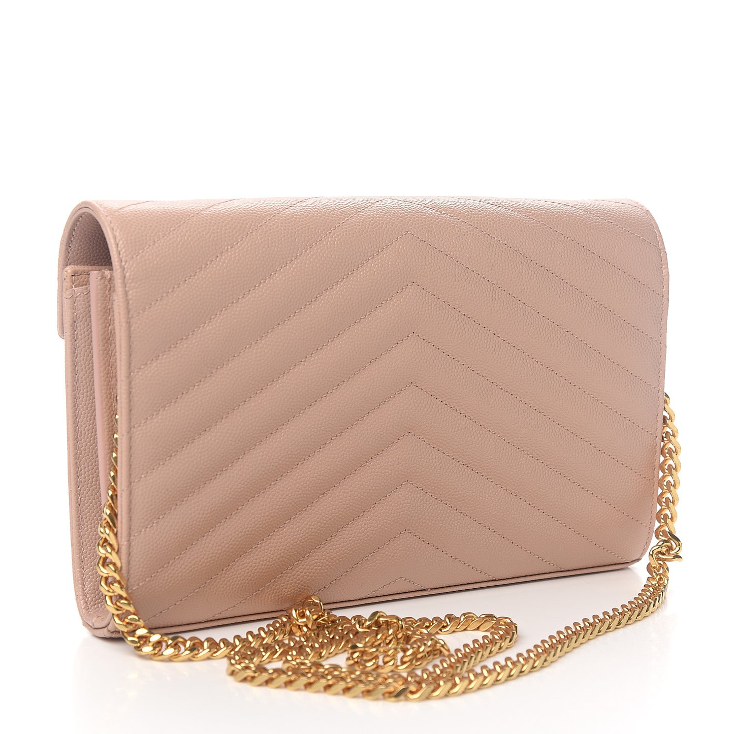 Grain De Poudre Matelasse Chevron Monogram Chain Wallet Pale Pink
