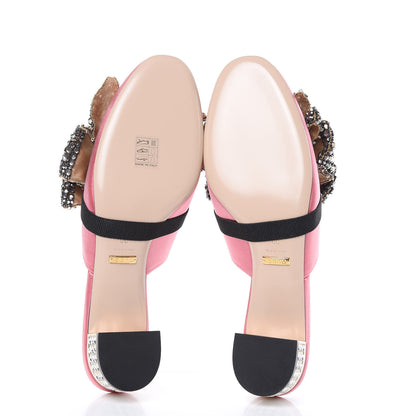 Gucci Silk Satin Crystal Embellished Bow Mules 38 Peonia 6 of 10