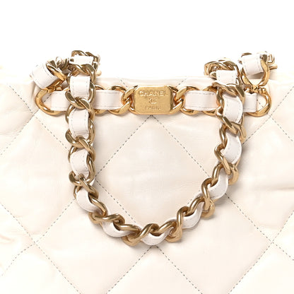 Chanel Lambskin Quilted Small Shopping Bag White 9 of 11