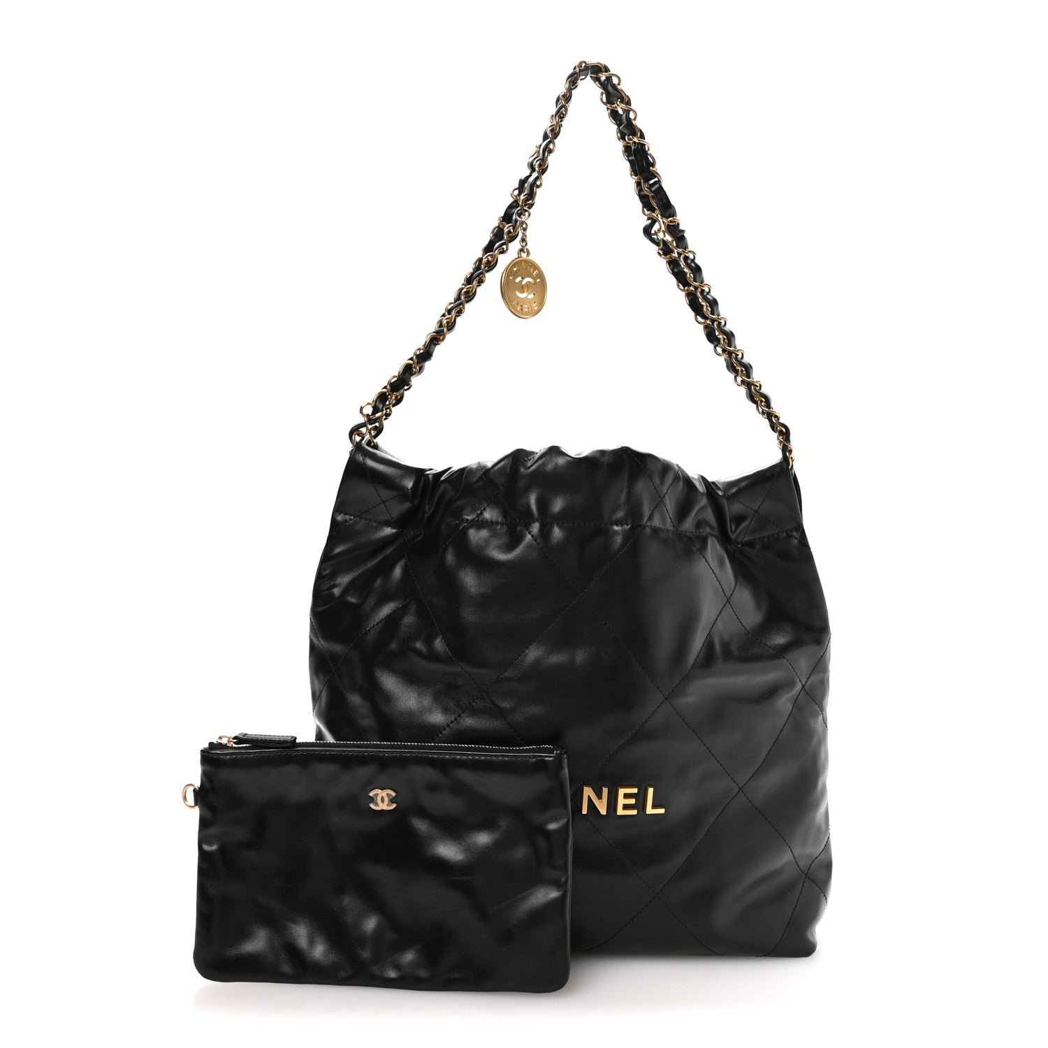 Chanel Shiny Calfskin Quilted Small Chanel 22 Black 3 of 11