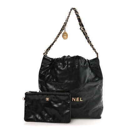 Chanel Shiny Calfskin Quilted Small Chanel 22 Black 3 of 11