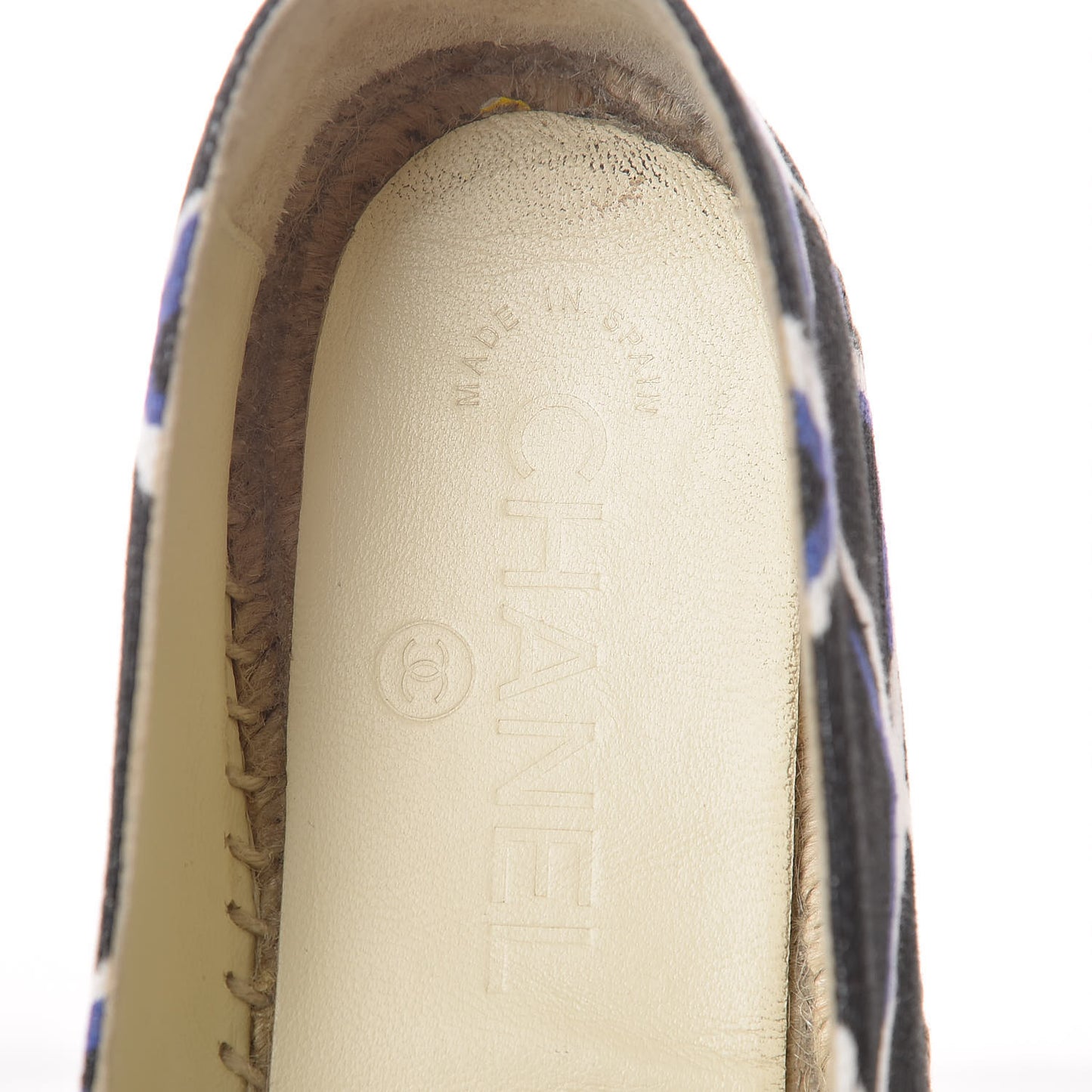 Printed Canvas Grosgrain Espadrilles 37 Blue Black