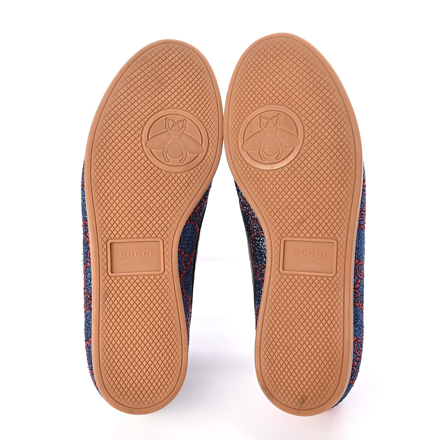 Gucci Lurex Calfskin Web GG Monogram Womens Falacer Sneakers 37.5 Iridescent Blue Iridescent Red Silver 5 of 11