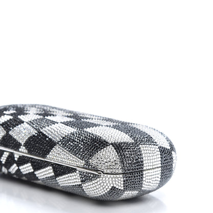 Judith Leiber Swarovski Crystal Checkered New Soap Dish Miniaudiere Clutch Black Silver 7 of 13