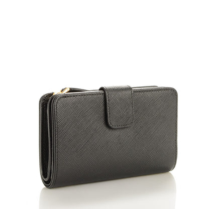 Prada Saffiano Metal Compact Wallet Black 3 of 8