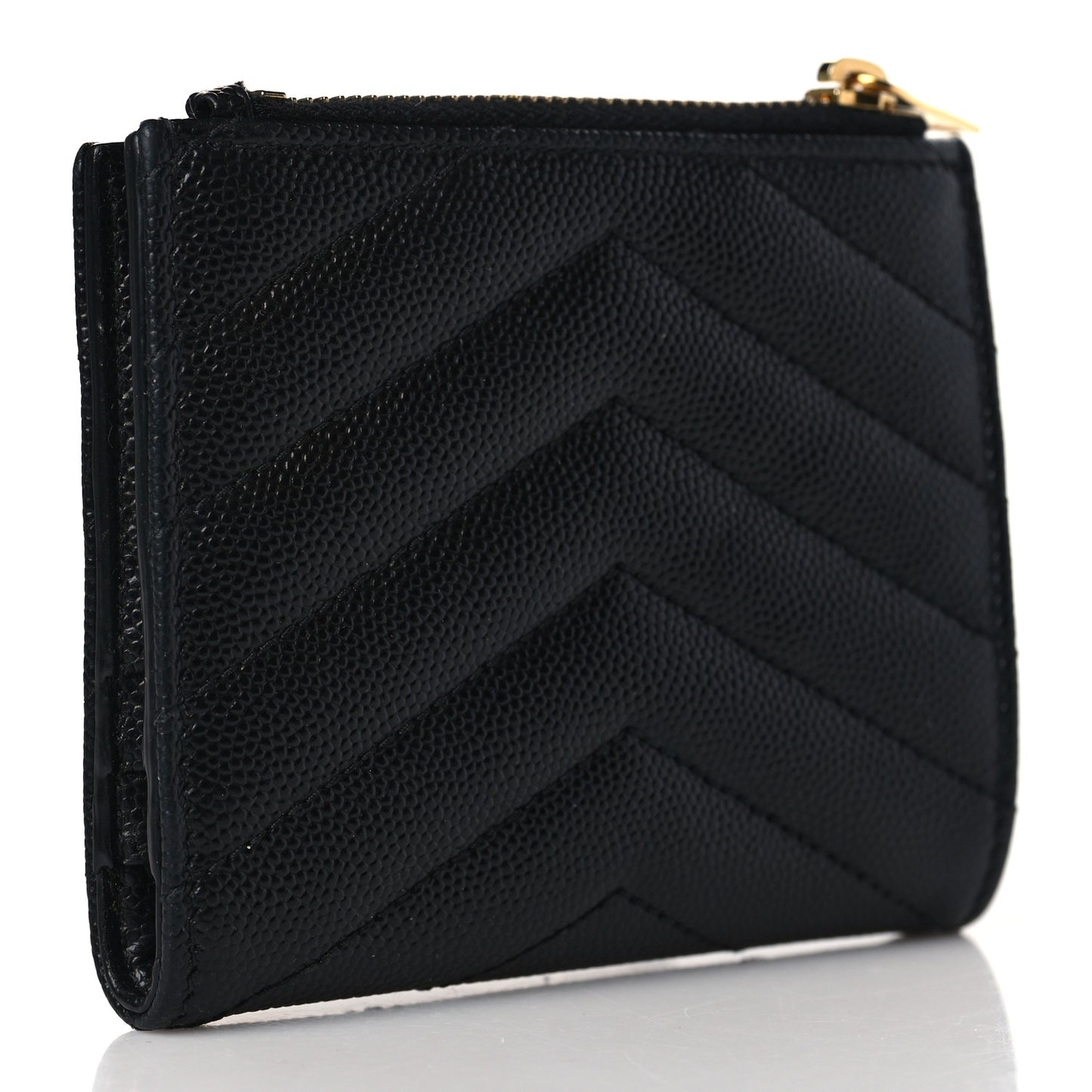 Grain De Poudre Matelasse Chevron Monogram Zipped Card Case Black