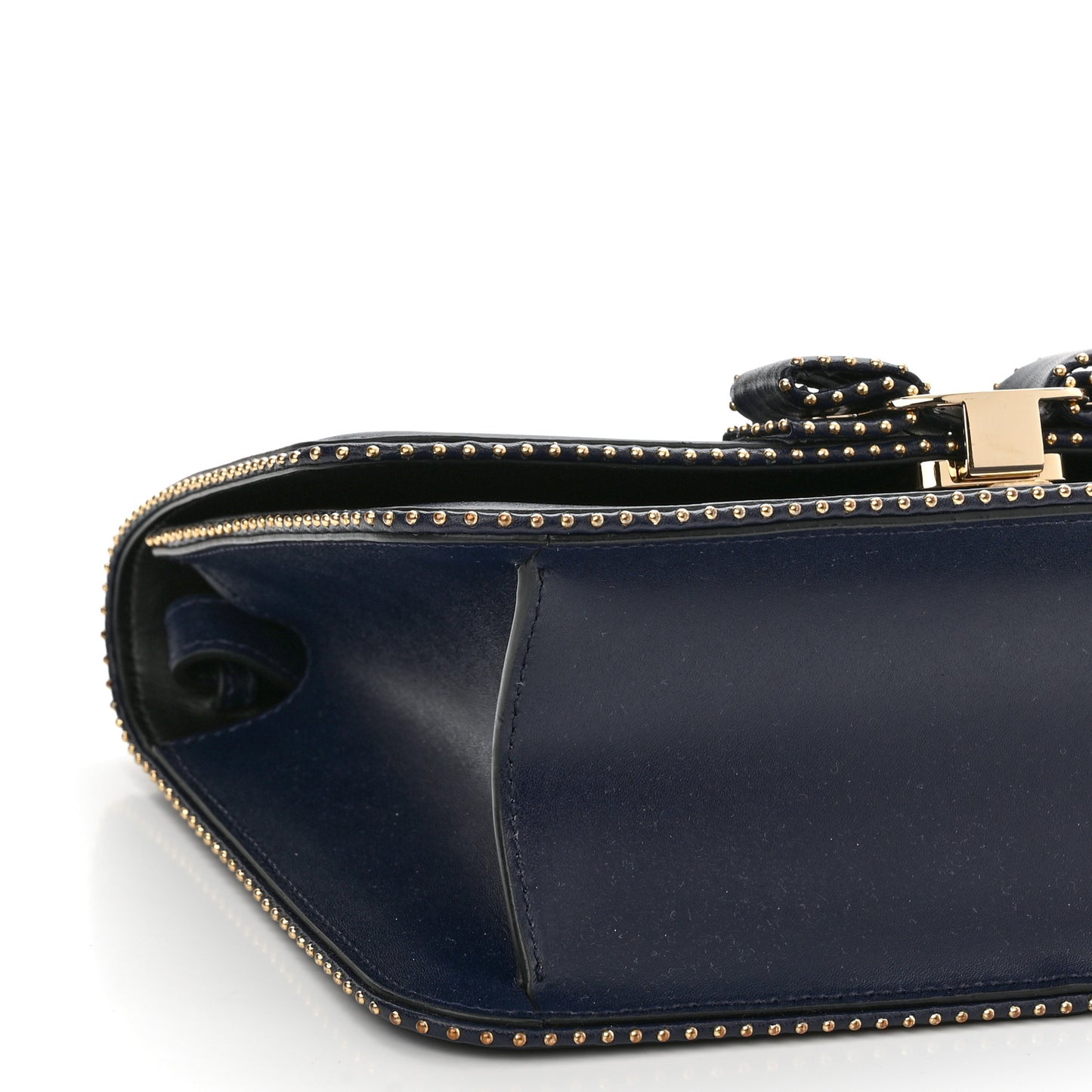 Calfskin Studded Vara Bow Bag Navy Black