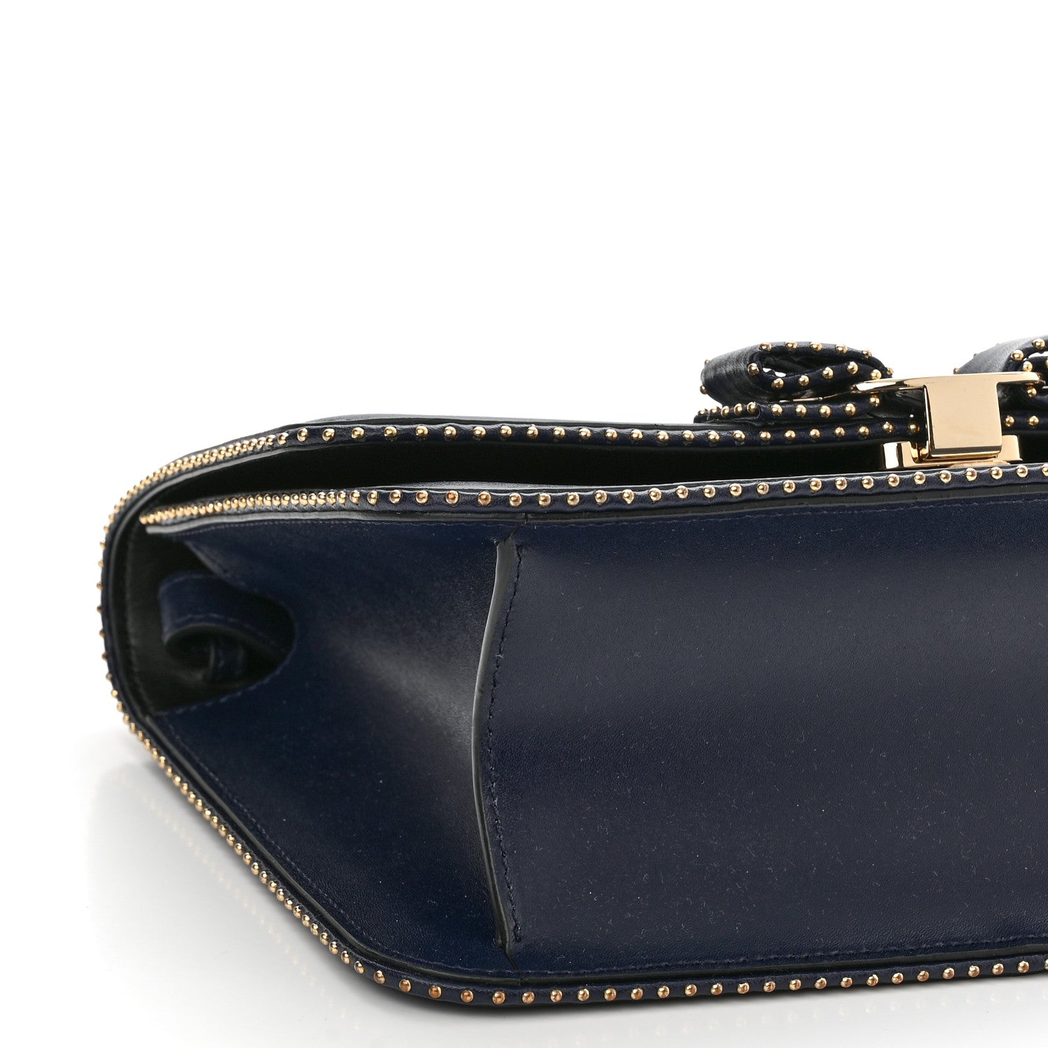 Salvatore Ferragamo Calfskin Studded Vara Bow Bag Navy Black 8 of 10