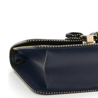 Salvatore Ferragamo Calfskin Studded Vara Bow Bag Navy Black 8 of 10