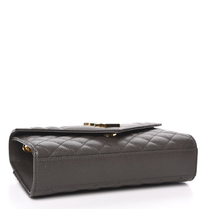 Saint Laurent Grain De Poudre Textured Mixed Matelasse Triquilt Small Monogram Satchel Pebble 4 of 9