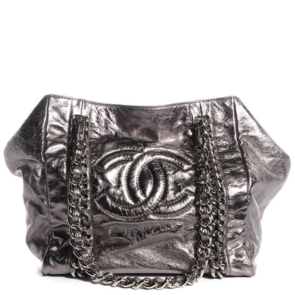Chanel Metallic Cracked Calfskin Modern Chain Tote Dark Silver 1 of 7